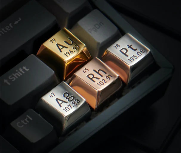 Periodic Table Metal Keycaps 4pcs