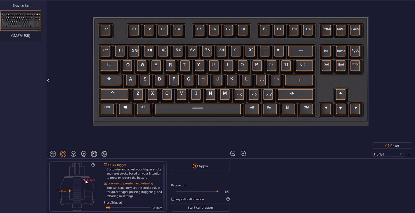 Touch 80HE TKL Tenkeyless Distance Adjustable Magnetic Switch Hall Effect Gaming Keyboard Barebone Kit