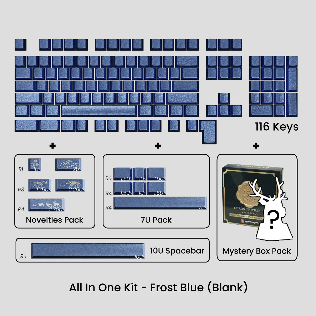 Awekeys Wild Ice Full Metal Keycaps Set