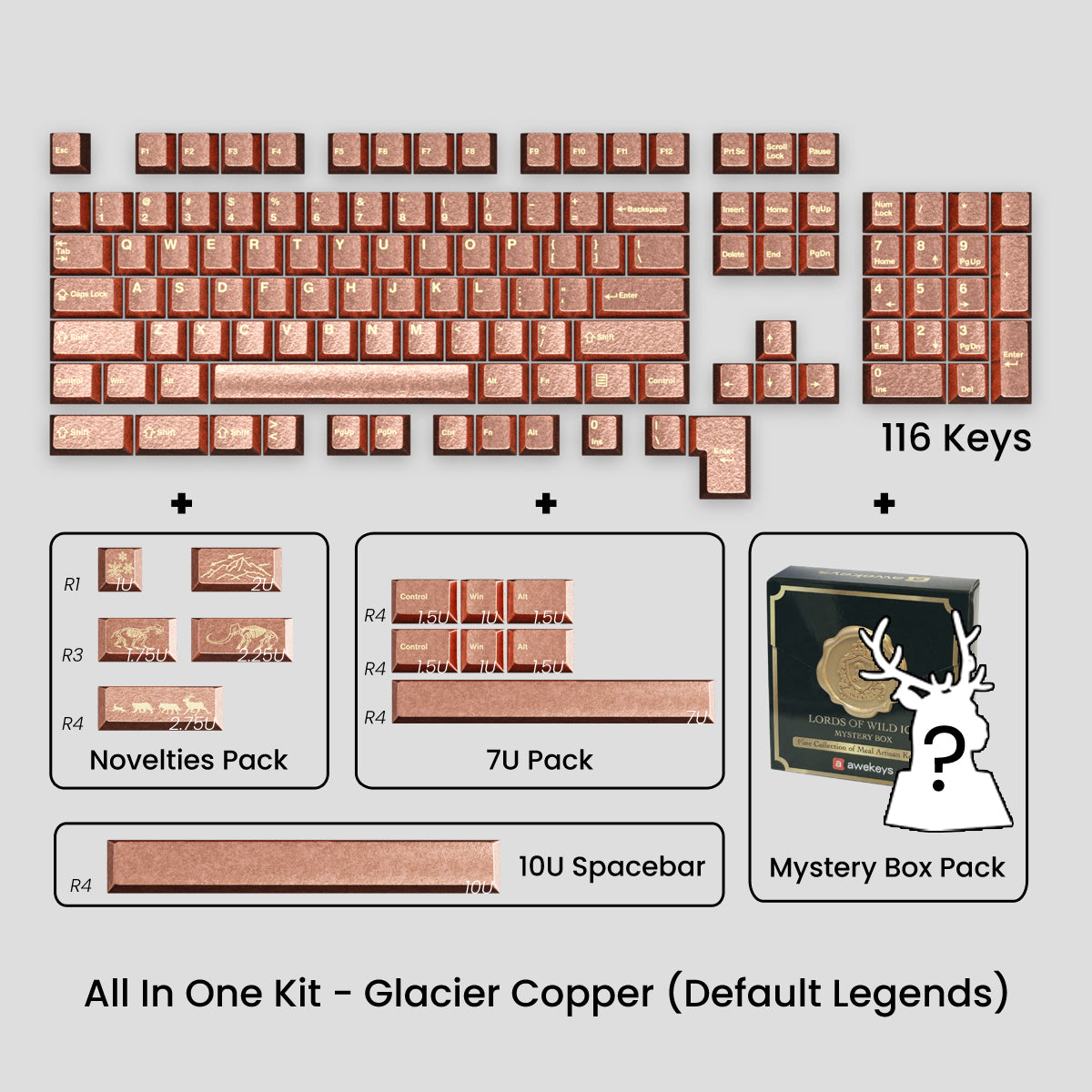 Awekeys Wild Ice Full Metal Keycaps Set