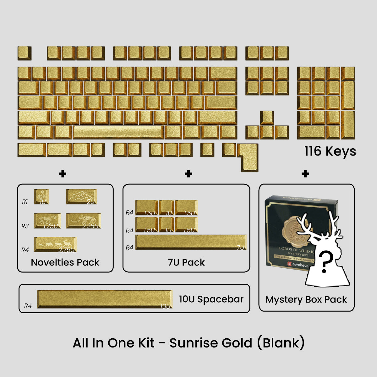 Awekeys Wild Ice Full Metal Keycaps Set