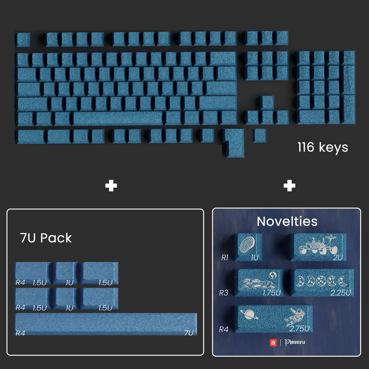 Full Metal Keycaps Set - Moon Landing