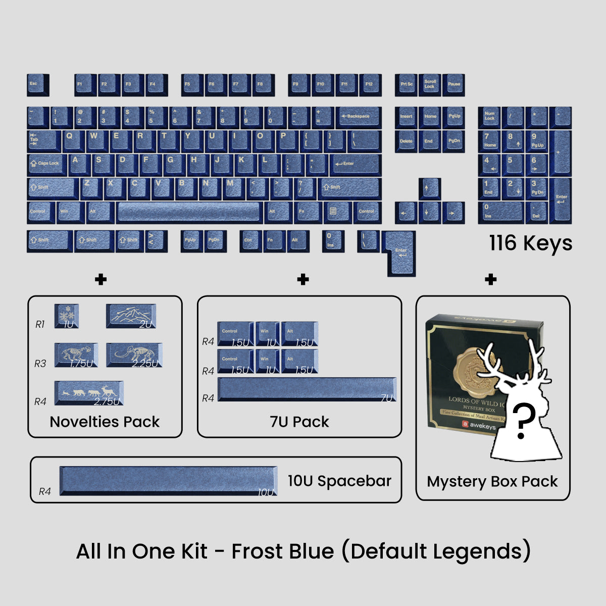 Awekeys Wild Ice Full Metal Keycaps Set