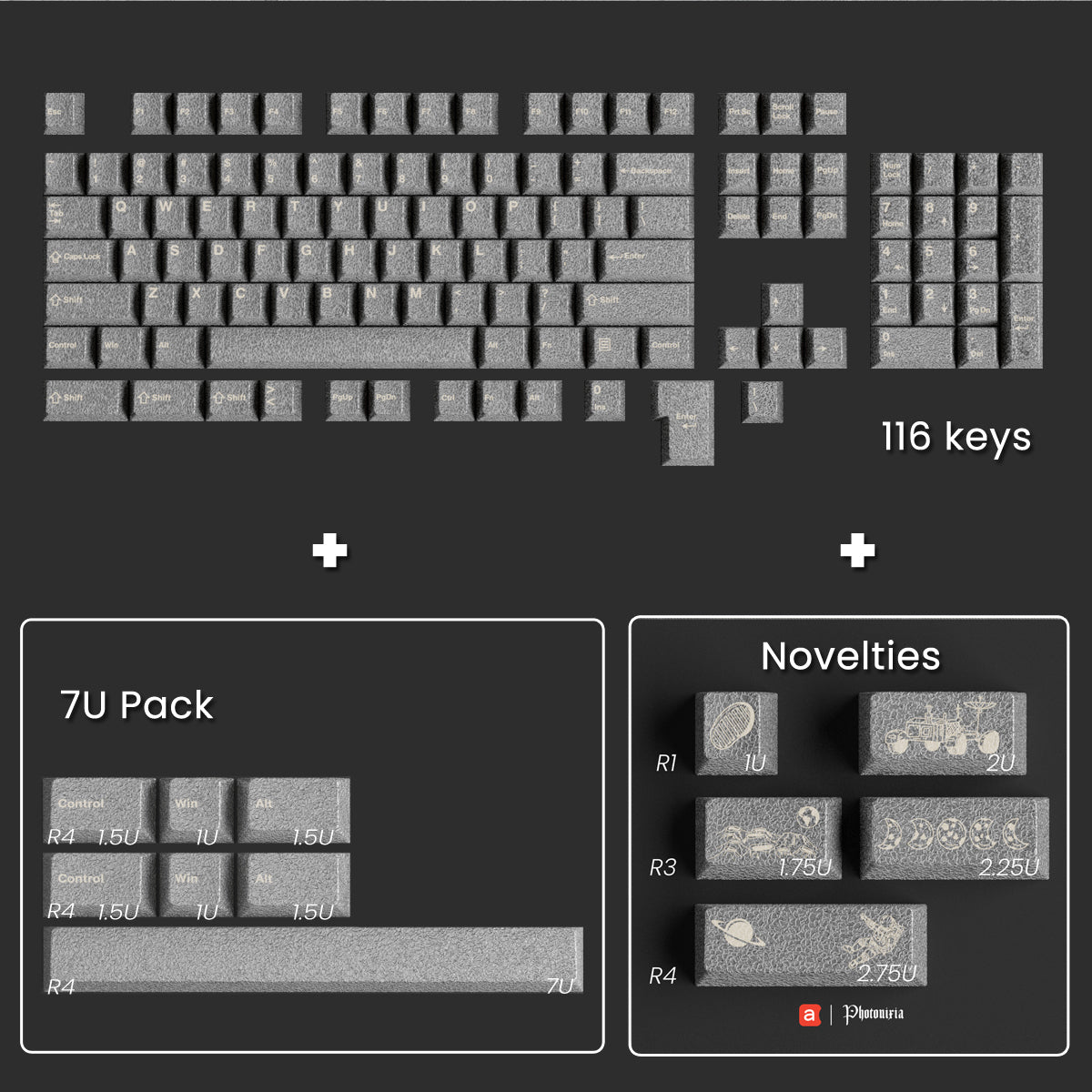 Full Metal Keycaps Set - Moon Landing