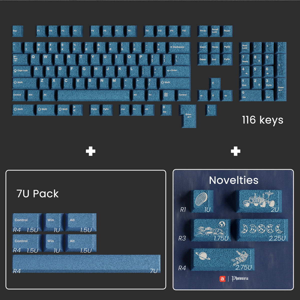 Full Metal Keycaps Set - Moon Landing