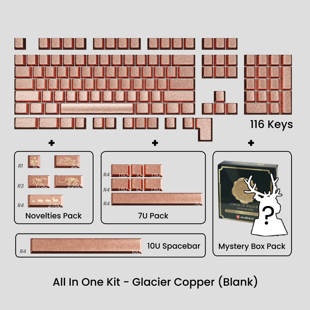Awekeys Wild Ice Full Metal Keycaps Set
