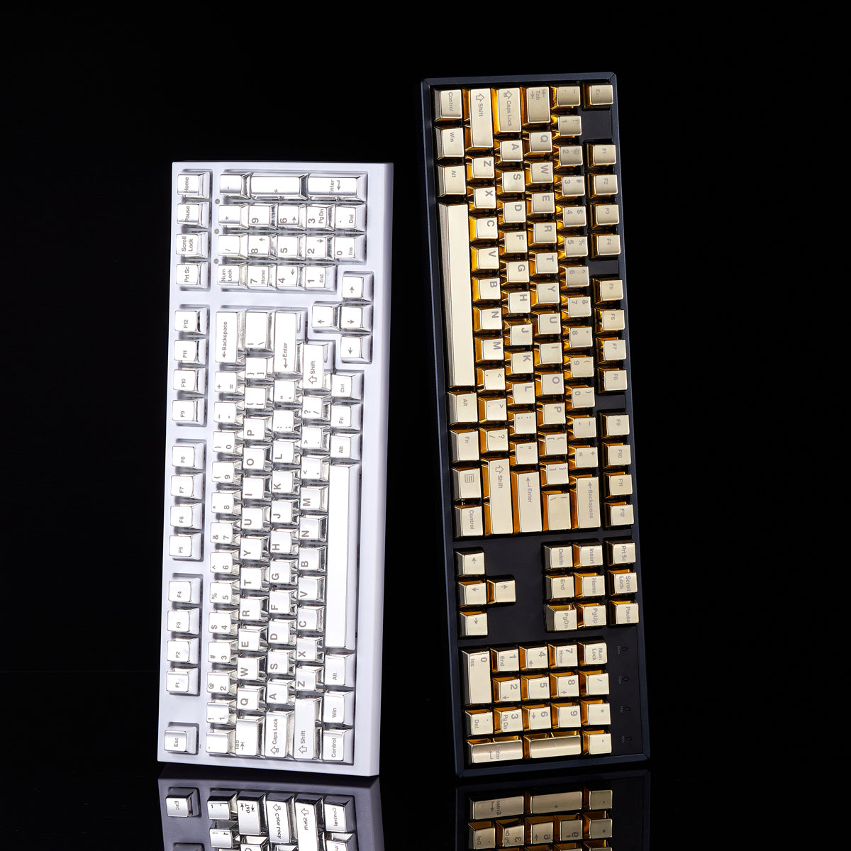 gold keyboard and silver keyboard full metal keyboard