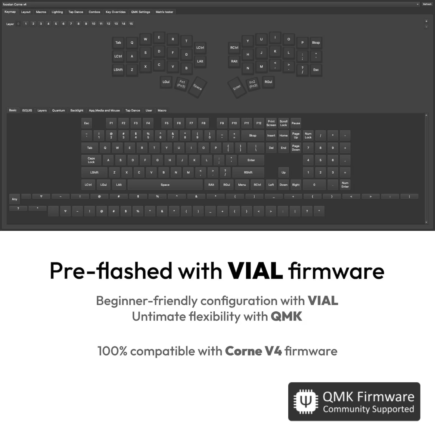 Awekeys Corne V4.1 QMK/VIAL RGB Split Ergonomic Keyboard