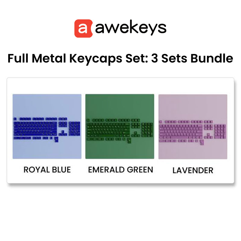 Full Metal Keycaps Set: 3 Sets Bundle
