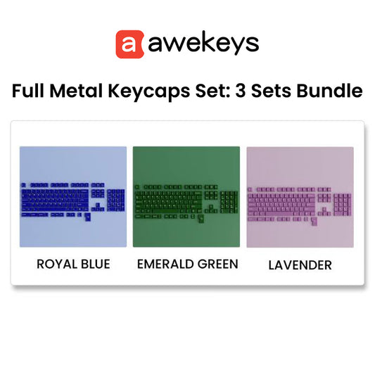 Full Metal Keycaps Set: 3 Sets Bundle