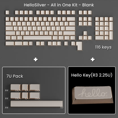 Full Metal Keycaps Set - Hello Silver