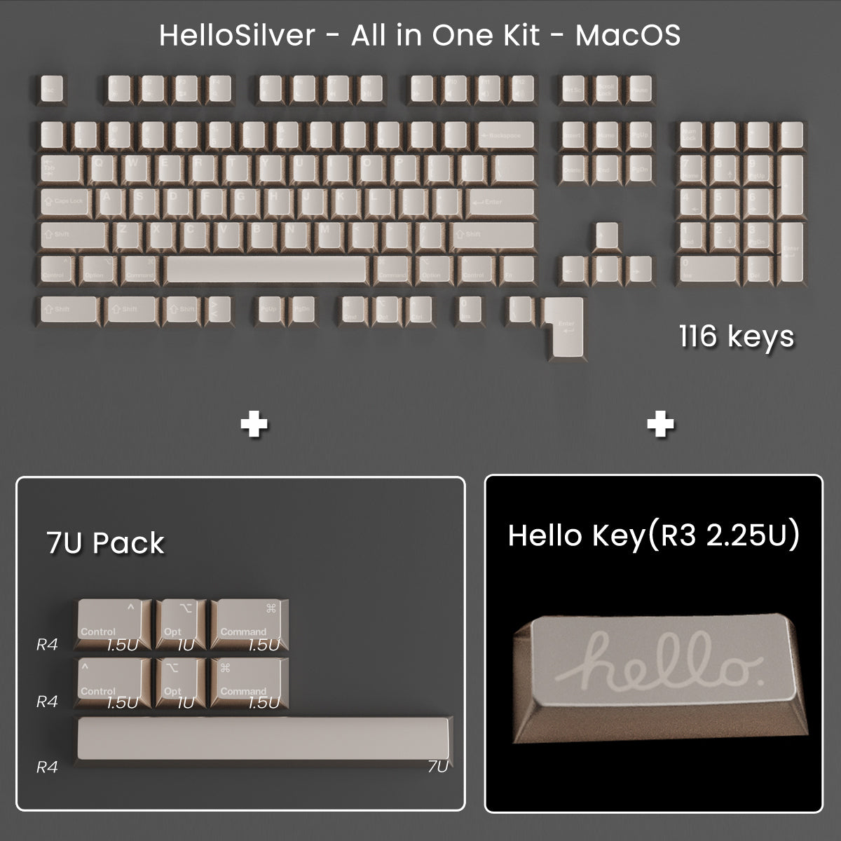 Full Metal Keycaps Set - Hello Silver – Awekeys