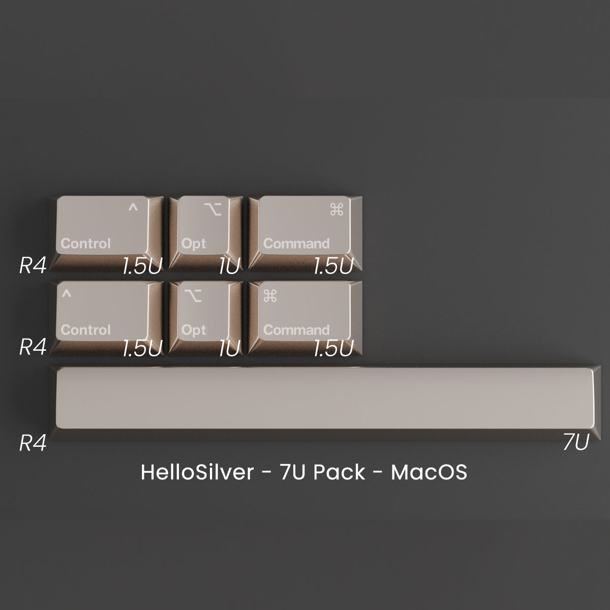 Full Metal Keycaps Set Designered for Mac - Hello Silver – Awekeys
