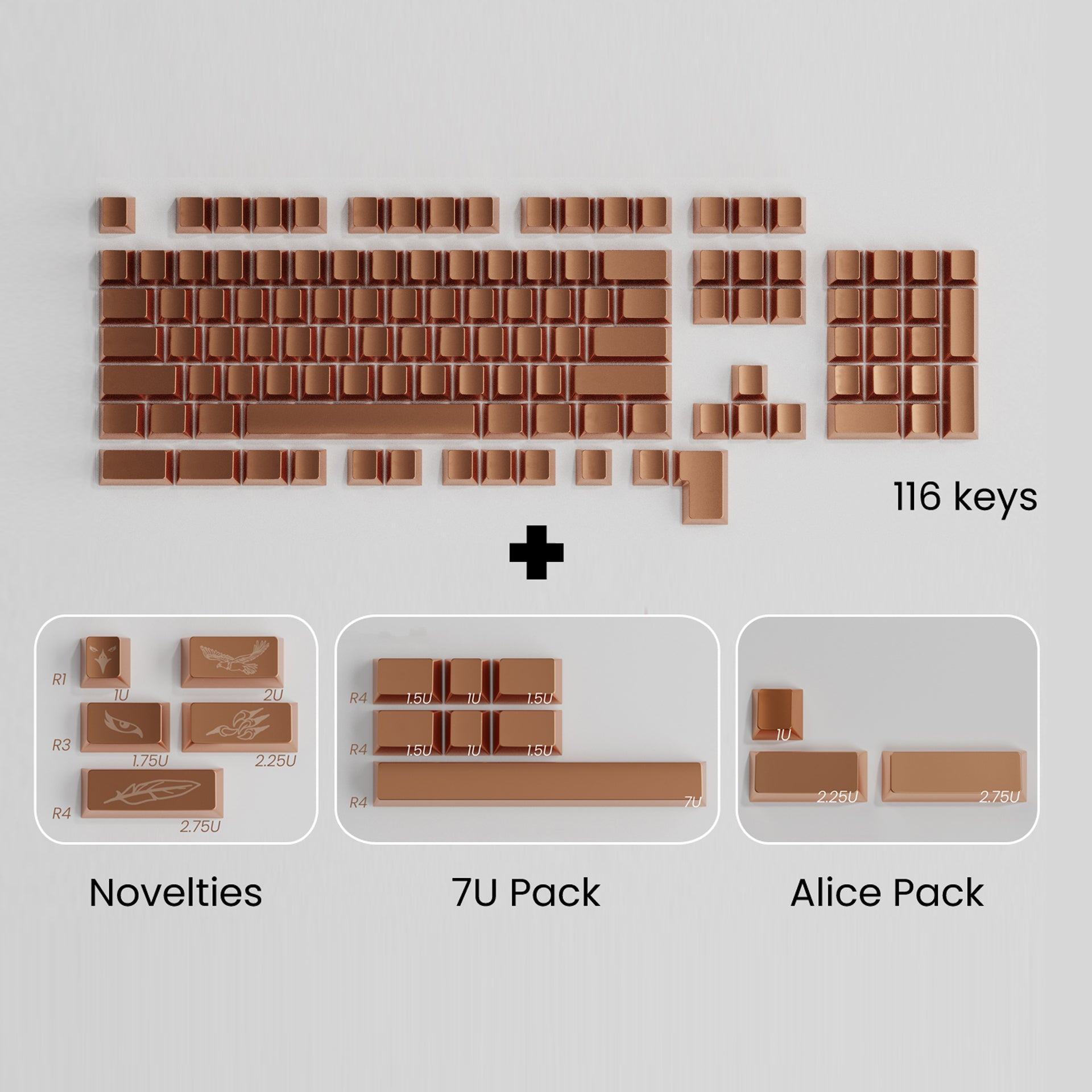 Copper Key Caps Awekeys Full Metal Keycaps Set: Copper Eagle