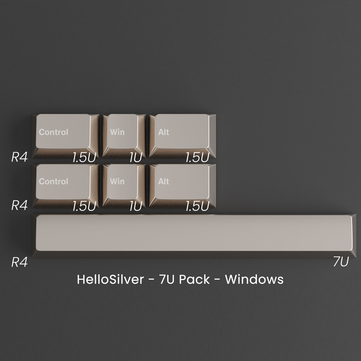 Full Metal Keycaps Set - Hello Silver