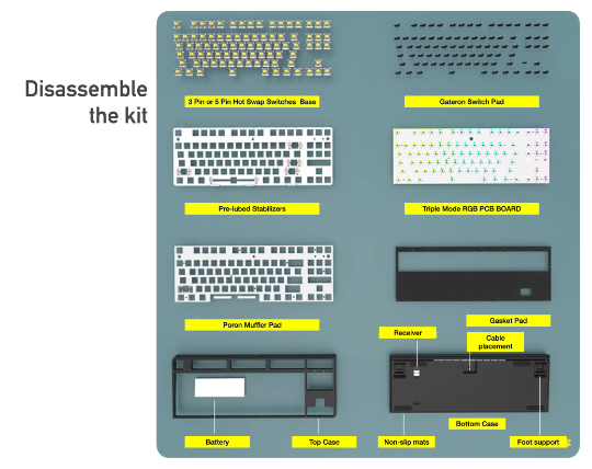 Touch87 Tenkeyless Keyboard Barebone Kit: Hot Swappable Custom